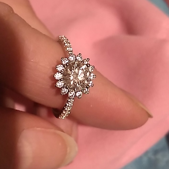 Sterling Silver Moissanite Flower Ring
